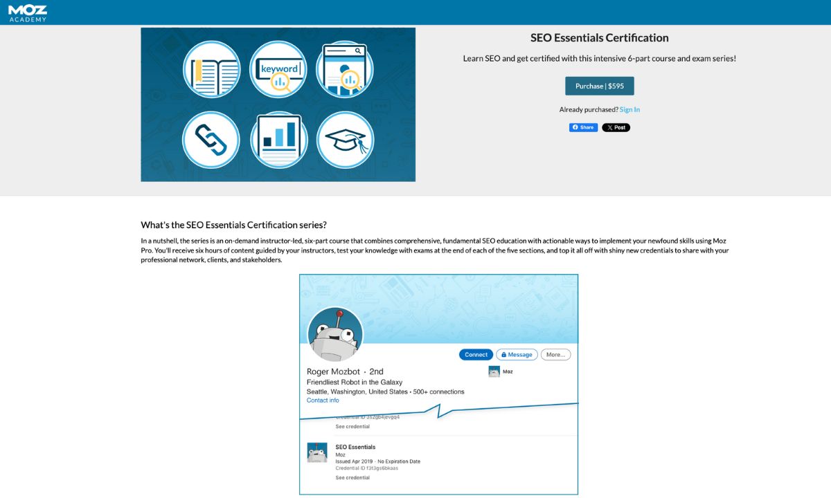 Moz SEO Essentials Certification